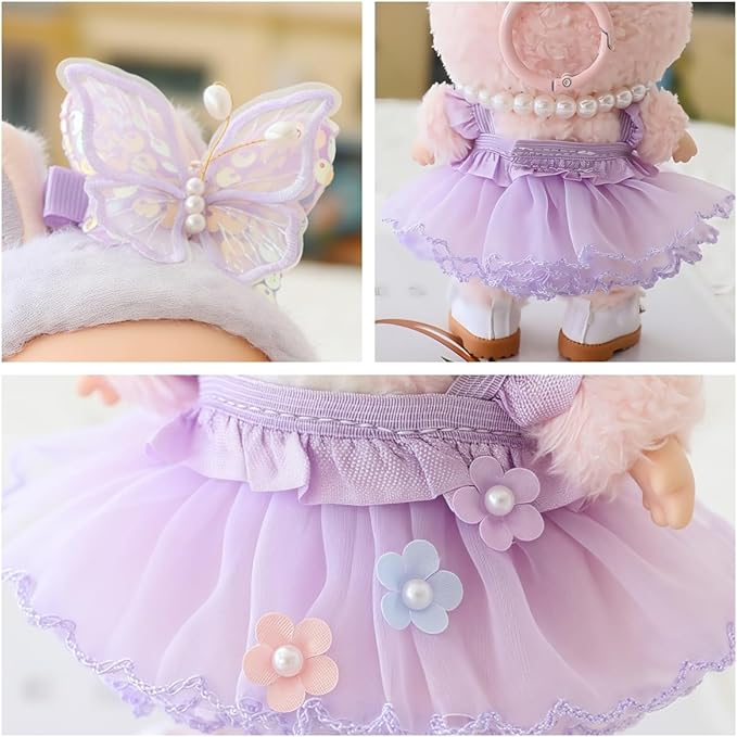 Clothes for Lu bubu Dolls (No Doll) Accessories, Outfit Set 5 Pieces Gauze Dress for 17cm Doll, Romantic Skirt Doll Clothing Set Replacement Purple