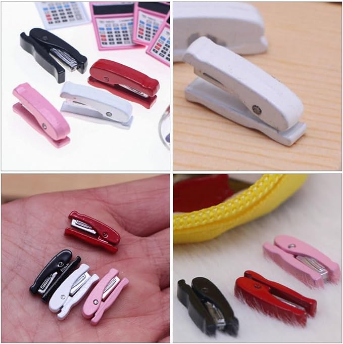 Toddmomy 4pcs Miniature Dollhouse Stapler Realistic Mini Desk Accessories for Dollhouse Office Scenes