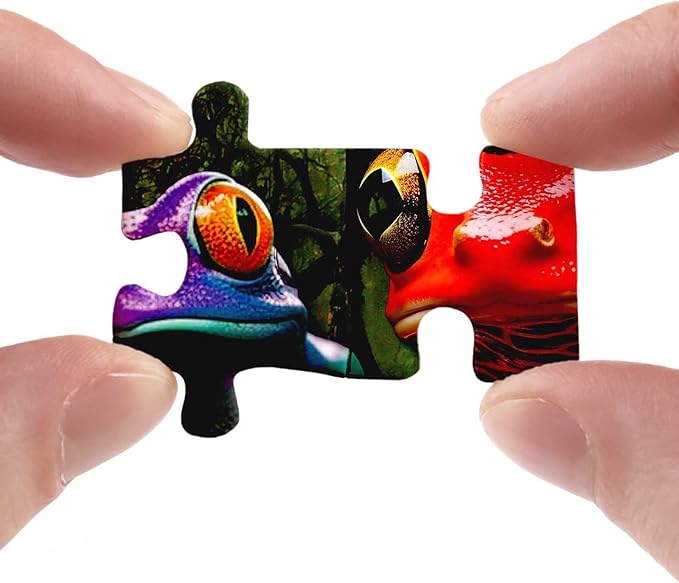 Colorful Frog Puzzle 1000 Piece for Adults, Rainbow Frogs Jigsaw Puzzle Nature, Forest Animal Scenic Puzzles