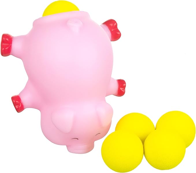 1pc Foam Ball Popper Toy - Squeeze & Launch Pig Toy w/ Foam Balls Included – Animal Ball Shooting Squishy Toy, Toddler Toys