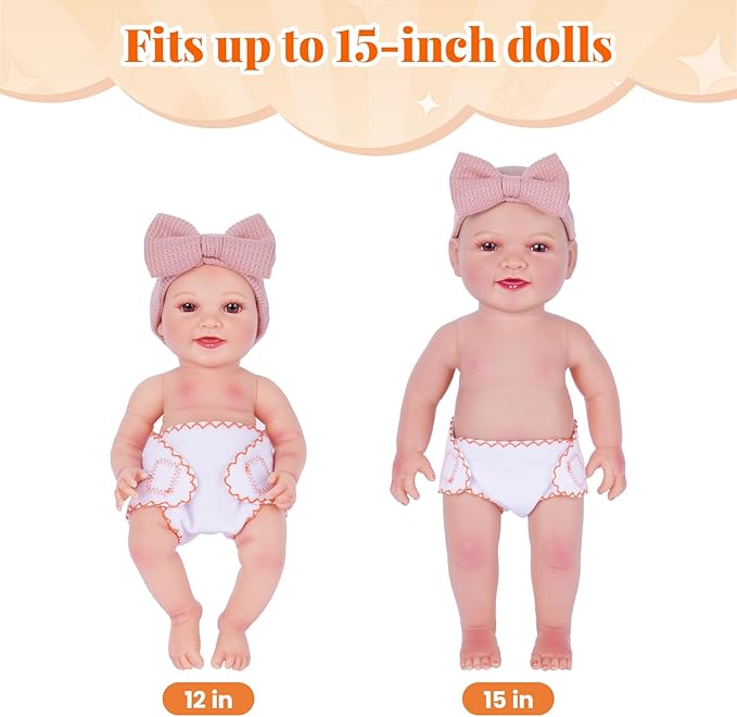 BABESIDE Baby Doll Accessories – 9 Pcs Feeding Set with Magic Bottles, Pacifiers, Bibs, Diapers & Carry Bag, Pretend Play Kit for 12–15 Inch Dolls