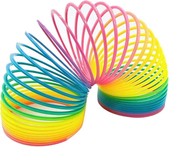 Rainbow Coil Magic Spring Toy,Colorful Rainbow Neon Plastic Spring Toy Party Supplies for Boys Girls Gift Toys,Easter,Halloween 4 x 4 inch