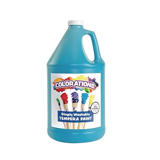Colorations Paraben-Free Washable Tempera Paint for Kids - 1 Gallon Value Size. Vibrant Turquoise. Non-Toxic and Made in The USA