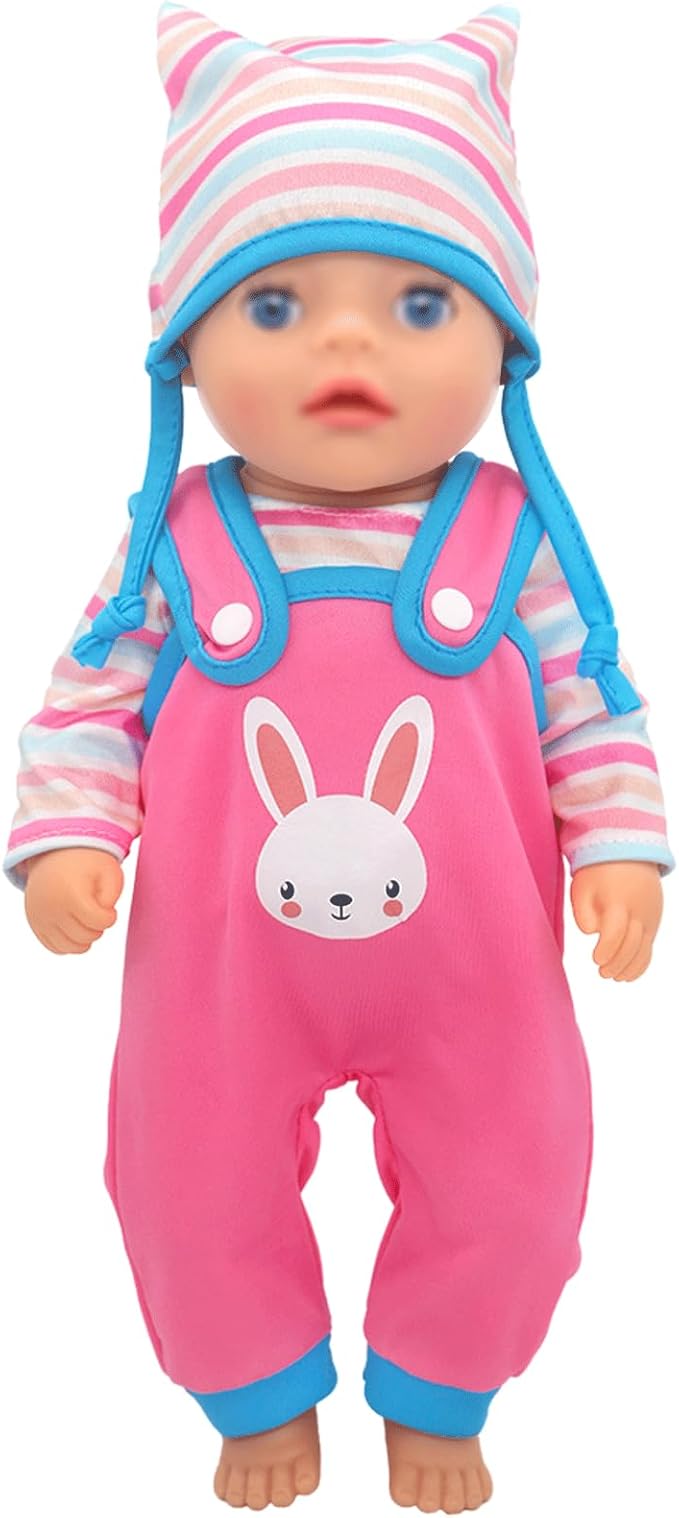 10-14 Inch Doll Clothes and Accessories with Bag, Headband Hat Socks 4-Packs for 14 Inch Girl Doll and 10-12 inch Baby Doll