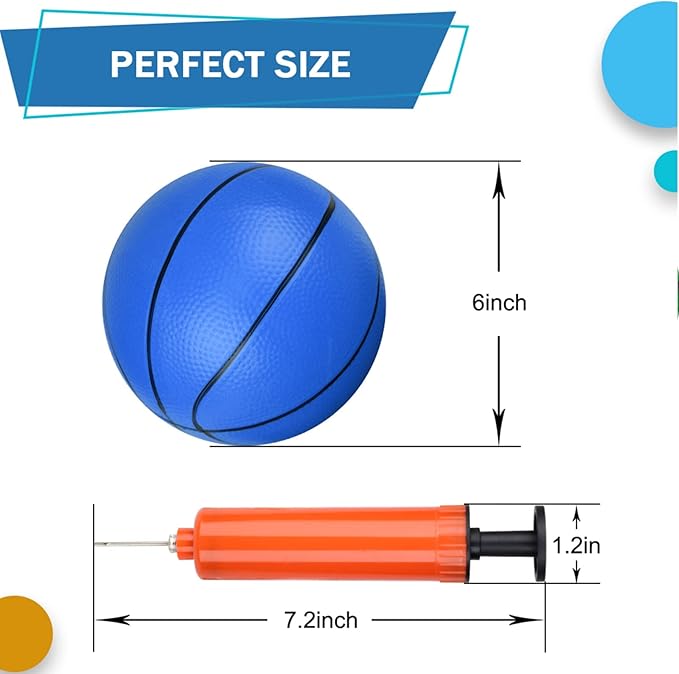 Mini Basketball for Mini Basketball Hoop, 6" Replacement Ball for Over The Door Hoop, Little PVC Basketballs for Kids Toddler, Beach Indoor Outdoor Pool Sport Game Gift, Blue 3 PCS