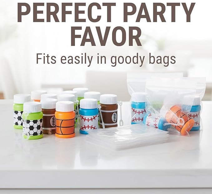 Fun Express - Sports Mini Bubble Bottles (2dz) - Toys - Bubbles - Bubble Bottles - 24 Pieces