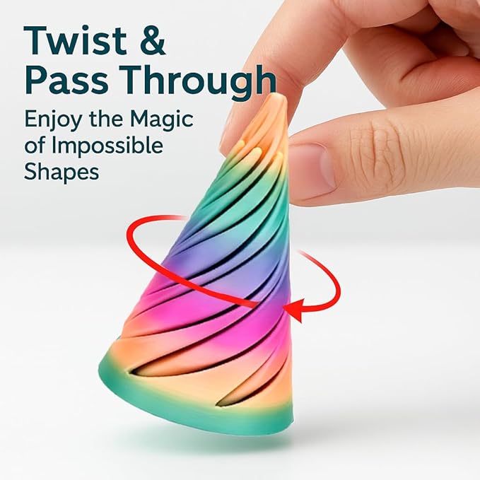 Easter Gifts for Kids 6 Packs Impossible Cone,Spiral Cone Fidget Toy Impossible Pyramid Passthrough Toy,3D Printed Spiral Cone Fidget Toy,Mini Vortex Thread Illusion Desktop Deco Souvenir Gift
