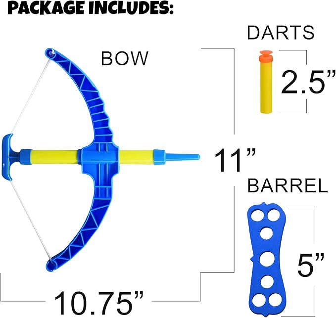 ArtCreativity Blue Super Bow & Arrow Shooter Set, Includes Air-Powered Bow, Barrel, Six Soft Foam Darts, Comes in Blister Card Packaging, Sports Toy for Kids