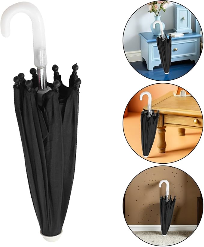TOYANDONA 18 inch Doll Umbrella - Mini Rainy Sunny Umbrella Miniature Dollhouse Decor for American Doll Accessories, Black