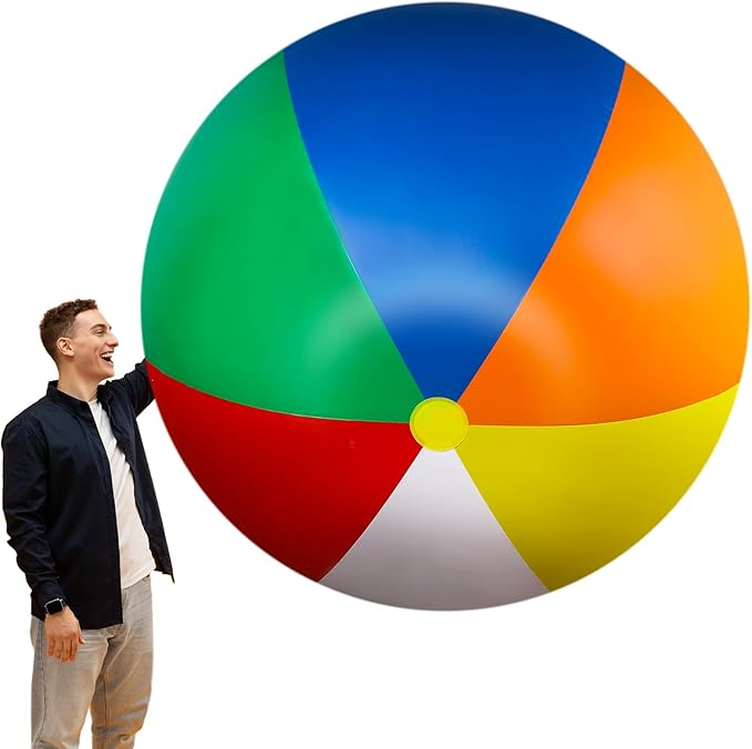 5 ft or 5.9 ft Giant Inflatable Beach Ball Jumbo Rainbow Ball Extra Large Inflatable Toys for Pool Summer Beach Pool Event Party Massive Games