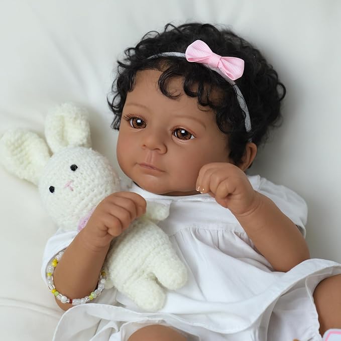 SCOM Reborn Baby Dolls Black Girl- 18 Inch Realistic Newborn Doll Newborn Dolls African American Real Life Baby Gift for Kids Age 3