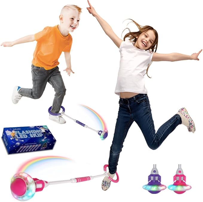 Rocket Flashing LED Ankle Skip Fun Cool Jumping Gift for Ages 5 6 7 8 9 10+ Kids NO Battery Charging Needed Family Exercise Fitness Coordination Balance Extra Energy Burning