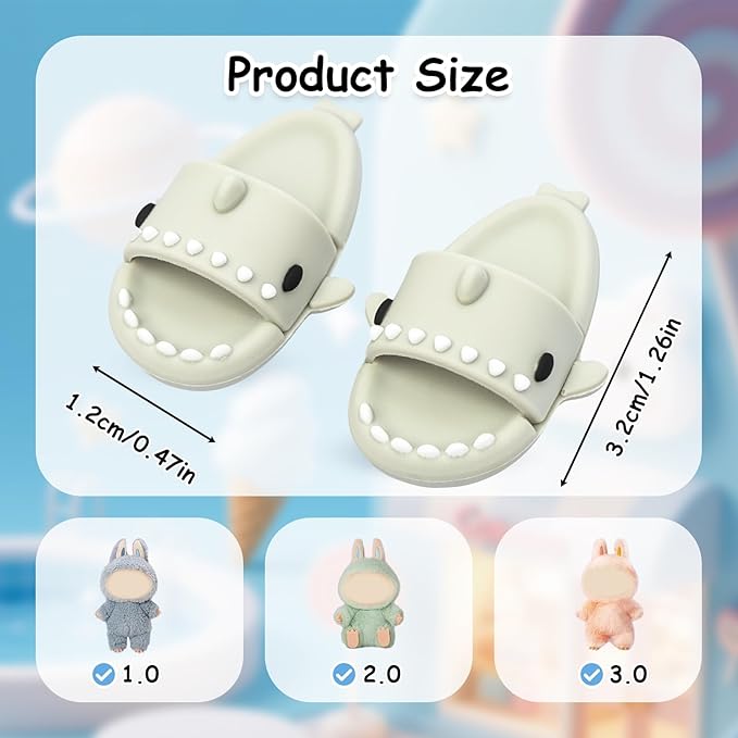Clothing Shark Summer Sandals for Dolls - Open-Toe Slippers, Cute Accessories for Photography, Display & Collectors Age Limit 15 (White)