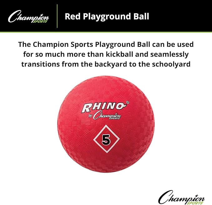 Champion Sports Playground Ball – Durable High-Bounce Ball, Sizes 5", 6", 7", 10", 13" & 16" for Gym, Recess & Play