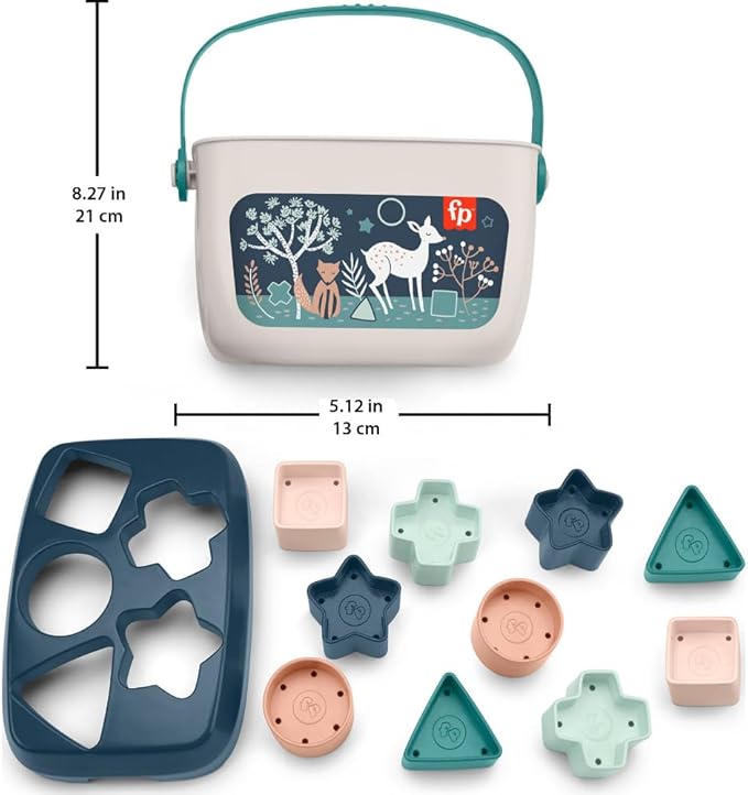 Fisher-Price Baby's First Blocks – Navy Fawn, Set of 10 Blocks for Stacking and Sorting Play for Infants Ages 6 Months and Older (Amazon Exclusive)