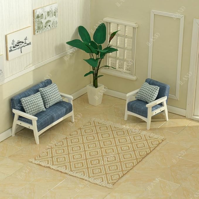 iLAND Dollhouse Flooring on 1/12 Scale 1/6 Scale, Miniature Dollhouse Accessories, 60pcs Double-Sided Dollhouse Floor Tiles (60pcs Noble Swords in Vines & Twill Marbeling)