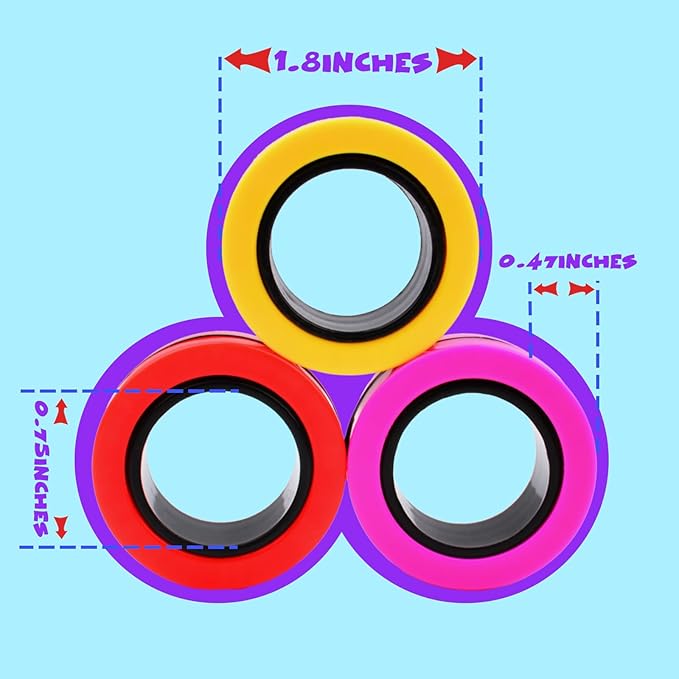 Cevioce Easter Basket Stuffers,12 PCS Magnetic Rings Fidget Toys Set for Adults Boys Teens,ADHD Anxiety Fidget Spinner Magnetic Ring Stress Relief Toy Kids Birthdays Gifts for 8 9 10 11 12+ Year Old