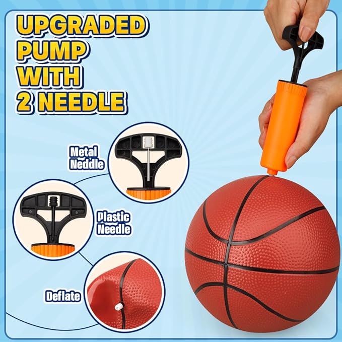 9.8”Basketball Bouncy Ball for Kid Adult Teen, Soft Ball for Basketball Hoop Trampoline, Size 7 PVC Waterproof Basketballs for Swimming Pool, Sports Toy for Indoor Outdoor Water Pool Games Party