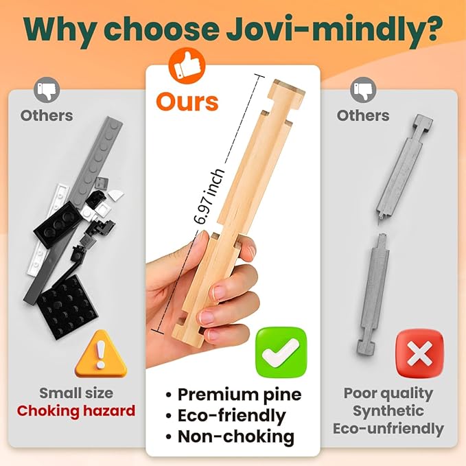Jovi-mindly＆Notchies New 206 PCS Wooden Blocks Wooden Toys with House and Car, Preschool Learning Toys Wood Blocks Building for Kids Ages 4-8 Creative Construction Game,Easter Toys Gifts