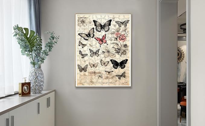 Bodhipnjoy Wooden Butterfly Puzzles for Adults, Vintage Butterfly Flower Jigsaw Puzzle 200 Pieces, Unique Shaped Plants Puzzles for Kids, Puzzles Family Game Gift 8.9 * 12 in