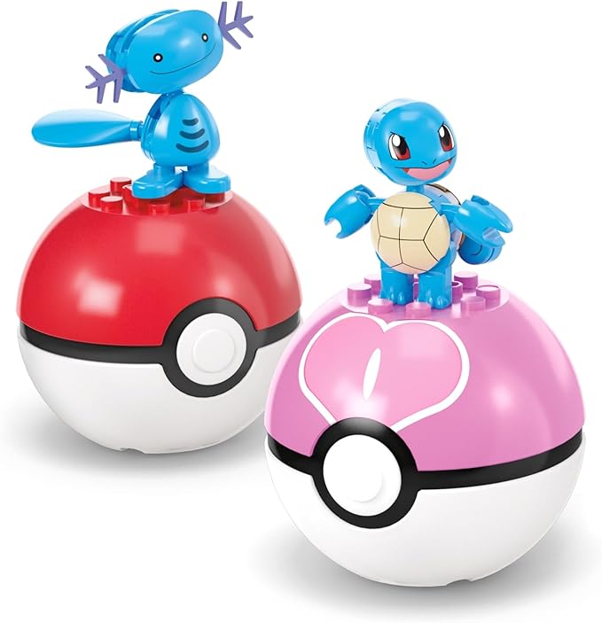MEGA Pokémon Action Figure Building Toys Set, Water-Type Trainer Team with 79 Pieces, 2 Inches Tall, for Kids