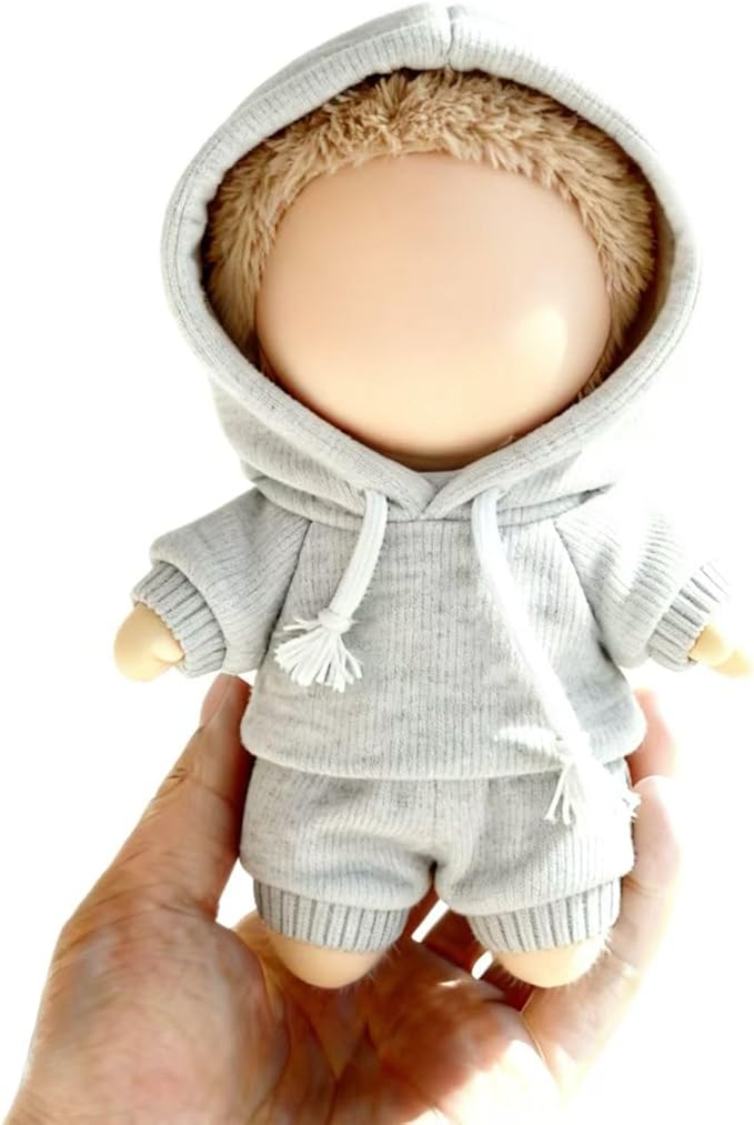 Hoodies Clothes for LABUBU 17cm Doll (NO Doll), Casual Style Costumes for LABUBU Dress up Unique Style, Cute and Premium Dolls Outfit Accessories for LABUBU (Gery Sweatshirt)