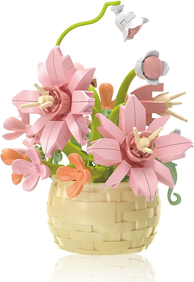 Mini Flowers Building Block Set,Flower blocks toys,Plants and Succulent Toys,Building block flowerpot，Botanical Collection Birthday Gift for Girls Boys Adults Kids Ages 6+ (Perfume Lily 155Pcs)