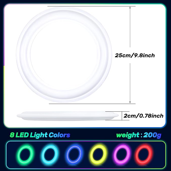 Dilabnba Flying Ring Disc Toy LED Light Beach Backyard Camping Sports Play Soft Discs Outdoor Tossing Toy Christmas Birthday Gift for Teens Boys Kids Adults, Lost Mode, 9.8''/200g