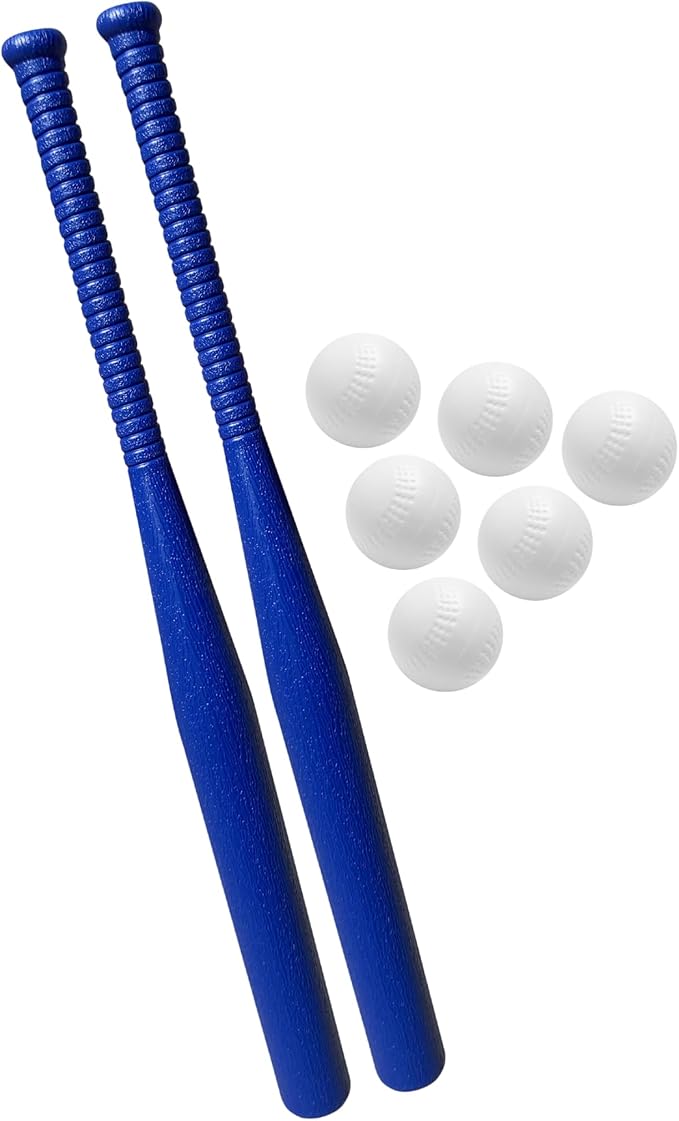 BAMMAX Backyard Baseball Set Includes (2) 32" Plastic Bats & (6) Plastic Baseballs | Great for Backyard Games & Parties | Safer Alternative to Kids Baseball Bats | Great for 3-10 Years Kids