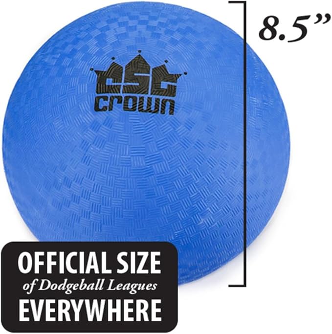 Crown Sporting Goods 8.5-inch Official Size Dodge Ball with Textured Grip - Playground Balls for Kickball, Foursquare