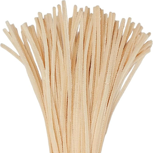 200 Pcs Pipe Cleaners, 12 Inch Long Pipe Cleaners Craft Supplies, Colorful Pipe Cleaners Pastel for Halloween Decoration, Christmas Day and Valentine’S Day DIY Art Creative Crafts(Beige)