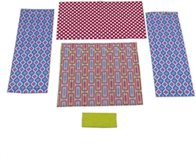Mattel Replacement Barbie Size Shower Curtain, Blanket, 2 Hammocks and Towel for Barbie Camper Playset - FBR34, Pink, Blue, Yellow