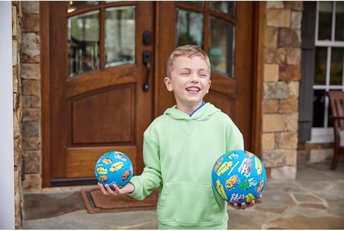Crocodile Creek Playground Ball - Durable Rubber Ball for Kids Ages 3 and Up - Bouncy Inflatable Ball for Kickball, Indoor Games, and Outdoor Sports - PVC-Free - Vehicles - 7-inch Diameter