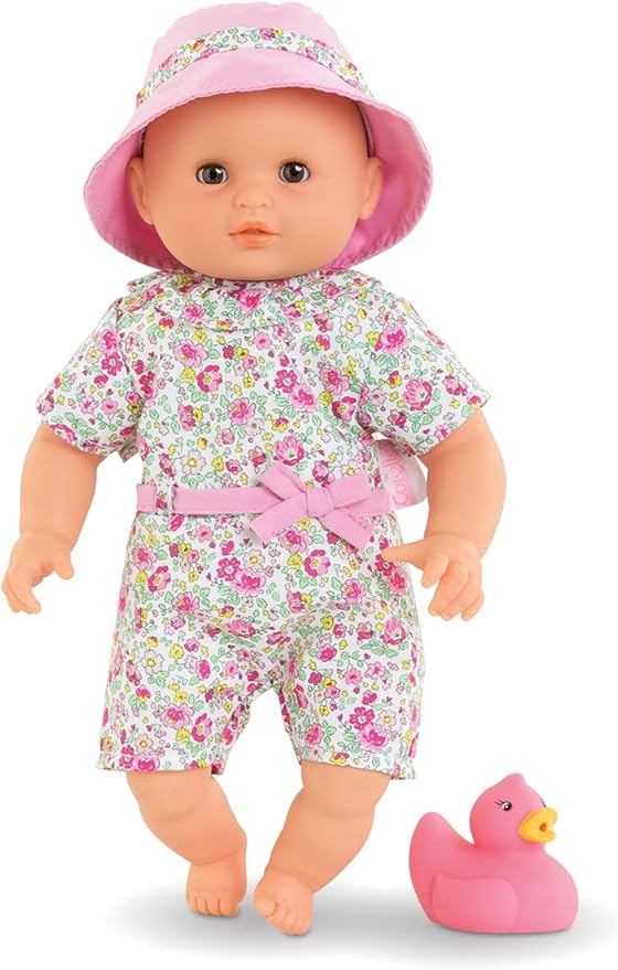 Ma Premiere Poupee Bath Baby Coralie, Soft Body Bath Doll with Bath Toy, Sleeping Eyes, Vanilla Scent, Removable Dresses, 30 cm, from 18 Months