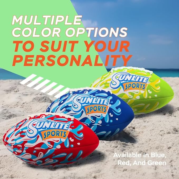 Sunlite Sports Waterproof Football for Lawn Backyard Pool Beach Lake Park Water Toy, Outdoor Play, for Kids Children Teens Adults, Family Fun