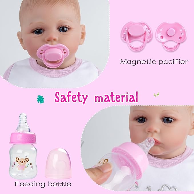 12 Pcs Reborn Baby Doll Clothes Girl Outfit Accessories with Backpack for 17-22 Inch Reborn Doll Newborn Baby Clothes with Backpack
