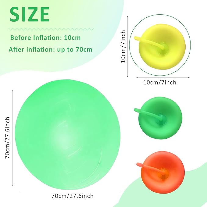 3pcs Giant Bubble Balls Water Balloons Giant Inflatable Water Bubble Ball Beach Ball Yard Games Soft Rubber Balloon for Outdoor Indoor Party Garden Pool