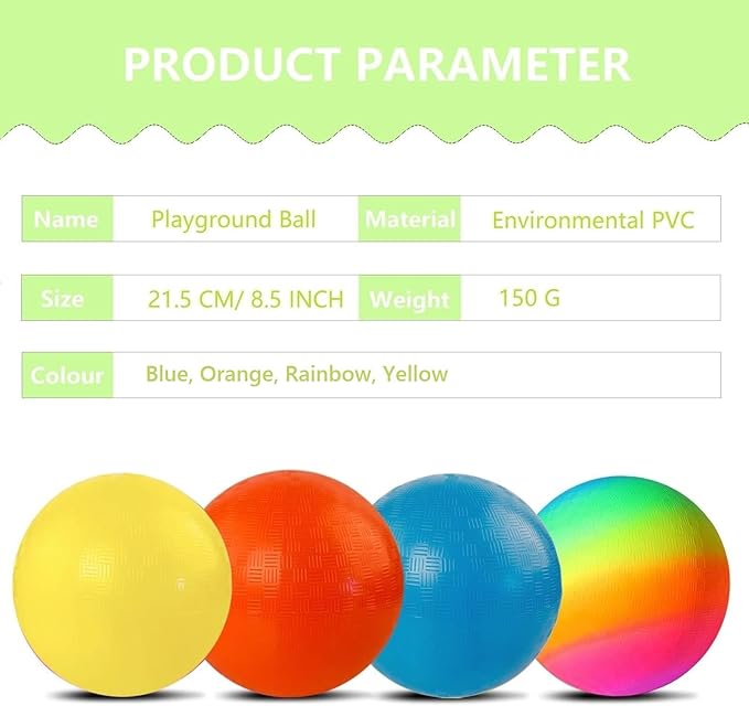 Playground Ball, 8.5 Inch Kickball for Kids Adults Indoor & Outdoor Dodgeball Handball Four Square Ball Schoolyard Game