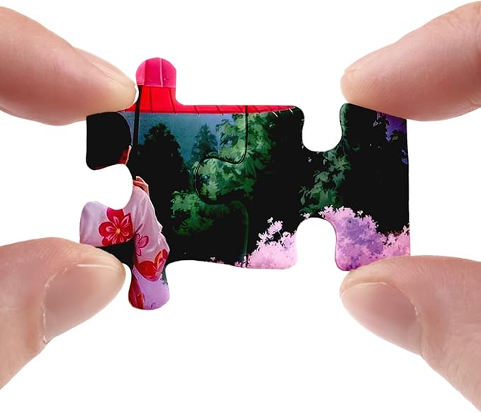 Japan Garden Landscape Puzzle for Adults 1000 Pieces, Flower Floral Mountain Jigsaw Puzzle, Beautiful Cherry Blossom Lotus Asian Japanese Puzzle