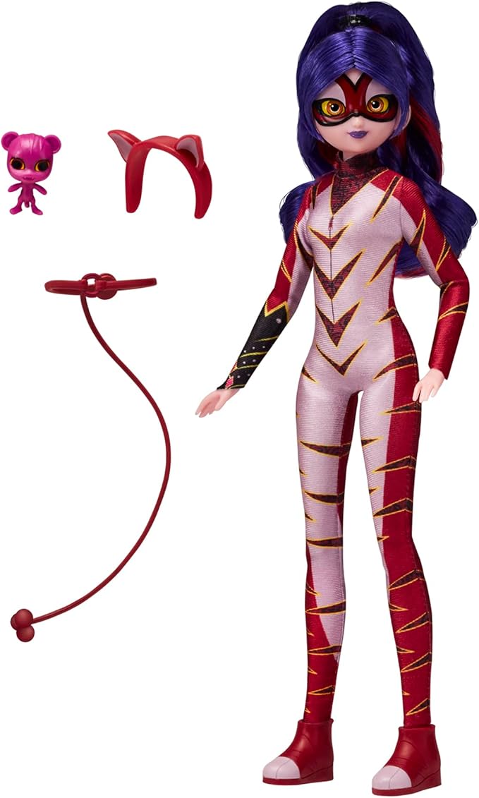 Miraculous Ladybug and Cat Noir Toys Fashion Doll | Articulated 26cm Doll with Accessories Kwami | Purple Tigress Figurine | Bandai Dolls