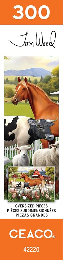 Ceaco - Tom Wood - Farm Animal Friends - 300 Oversized Piece Jigsaw Puzzle