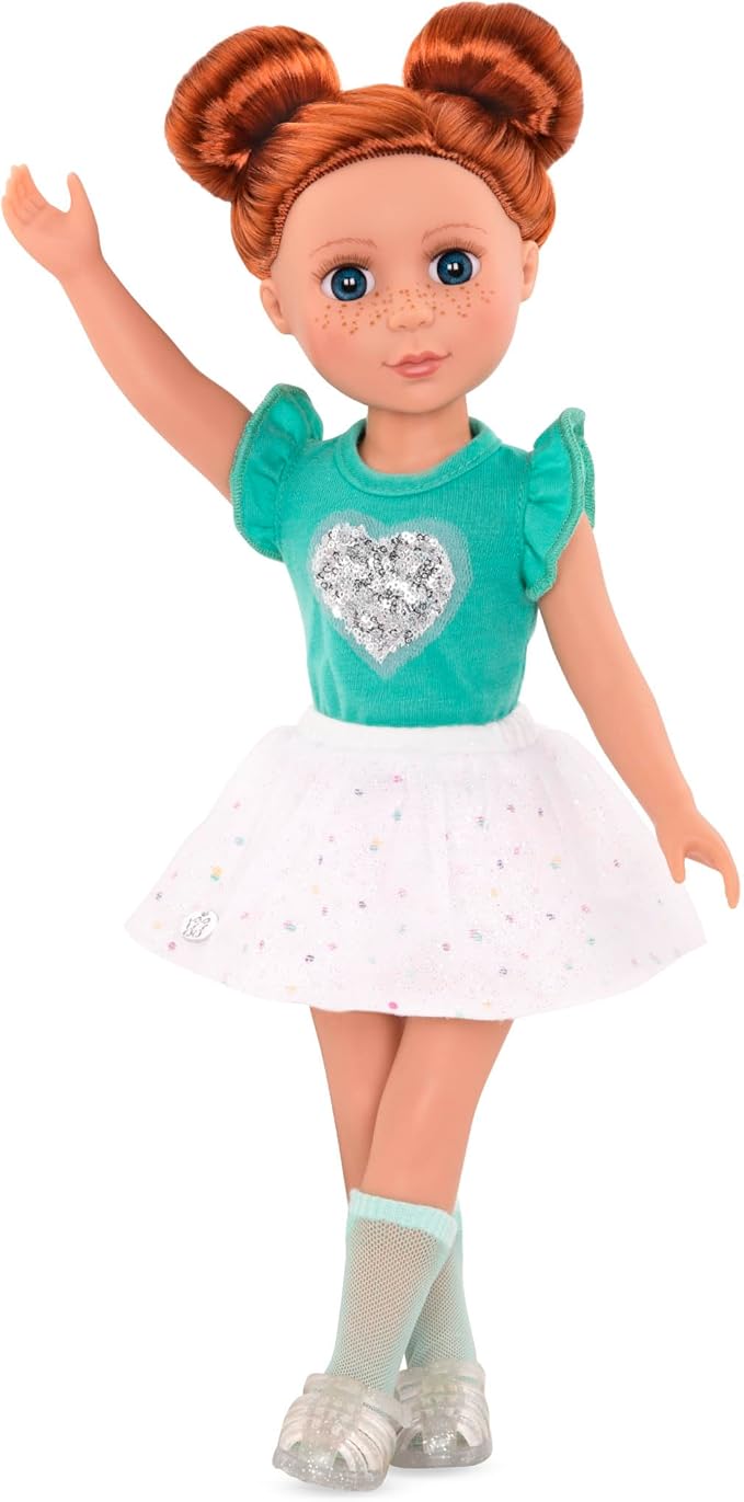 Glitter Girls – 14-Inch Doll Clothes – Sparkling with Style Glittery Top and Skirt Regular Outfit - Doll Top & Skirt, Green White - 3+ Years