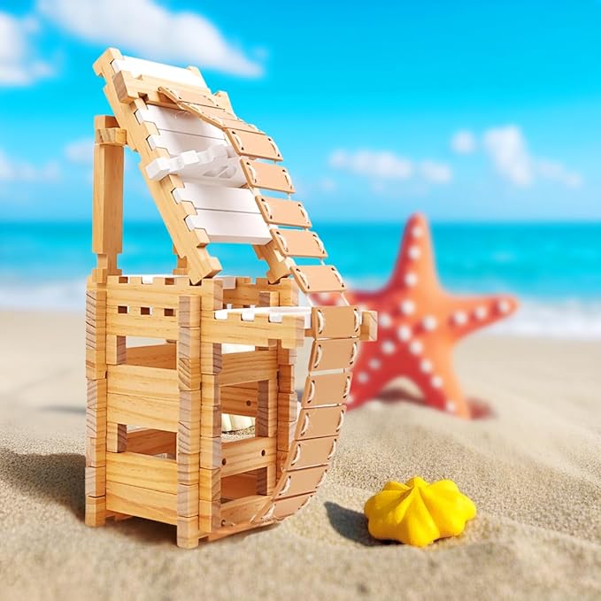 Jovi-mindly＆Notchies 96 PCS Wooden Blocks Wooden Toys with Storage Bag, Preschool Learning Toys Wood Blocks Building for Kids Ages 4-8 Creative Construction Game,FSC Certified,Easter Toys Gifts
