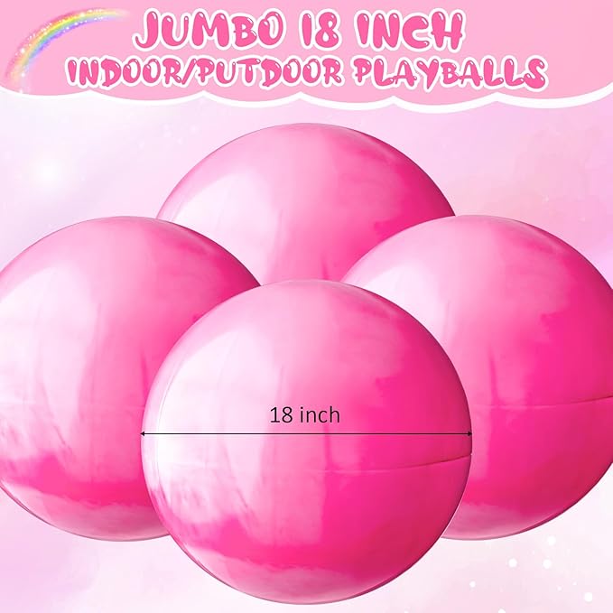 Chumia 18 Inch Fun Bouncy Balls 5 Pcs Rubber Inflatable Beach Ball Bouncing Sensory Playballs with Hand Air Pump for Park Backyard Beach Indoor Outdoor Party Favors