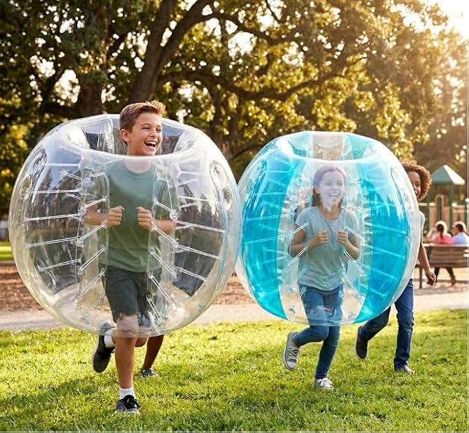 HearthSong Inflatable Bumper Balls for Kids, 2-Pack Wearable Bubble Bumpers, 47.5-Inch Outdoor Body Bouncers for Backyard Play, Parties, Tumbling and Active Family Fun