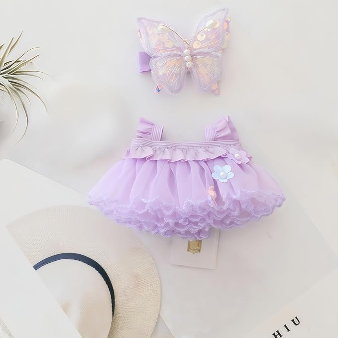 Clothes for Lu bubu Dolls(No Doll) Accessories, Outfit Set 2 Pieses Gauze Dress for 17cm Doll , Romantic Skirt Doll Clothing Set Replacement Purple
