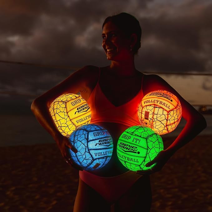 Wave Runner Waterproof Volleyball with Sure-Grip Technology - Beach & Pool Volley Ball for Kids, Teens, Adults | Outdoor Sports Gear for Day & Night Play