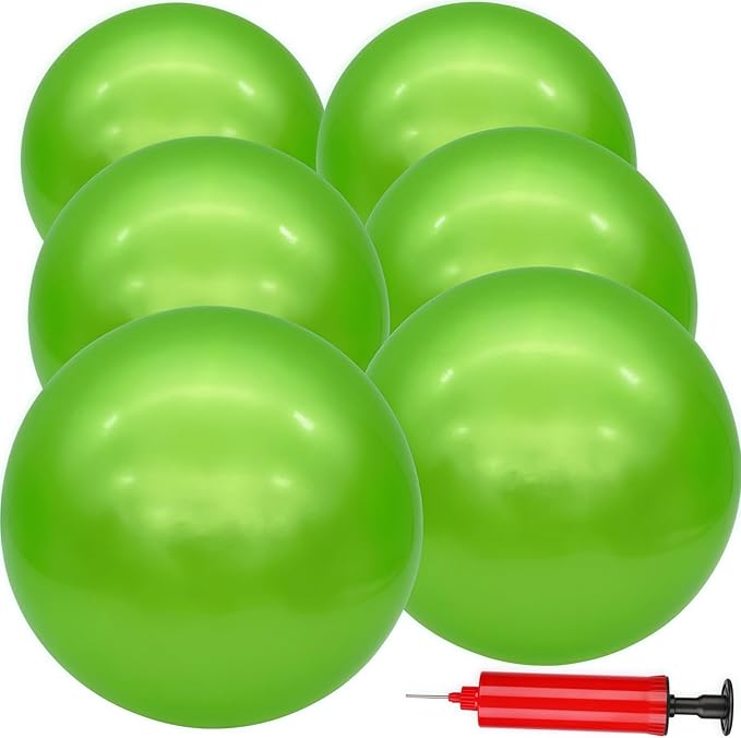 6 Pcs 6 Inch Inflatable Bouncy Balls, with 1 Hand Air Pump