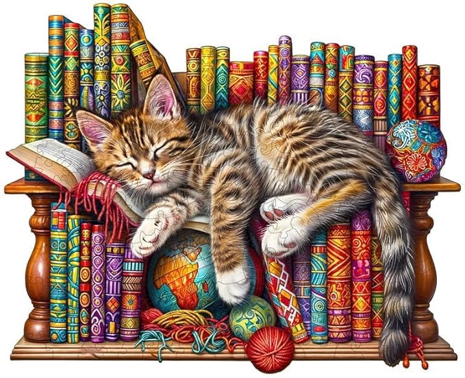Jigfoxy Wooden Puzzles for Adults, Cat Wood Puzzle for Adults, Unique Animal-Shaped Wooden Jigsaw Puzzle, Christmas Thanksgiving Gifts for Puzzle Lovers, Family and Friends (XL-17.3 * 14in-450pcs)