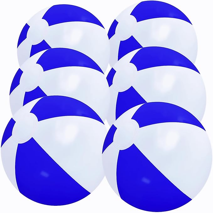 6 Pack Beach Balls, Large Inflatable Beach Balls Bulk, for Parties, Beach, Pools & Play